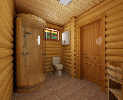La cabine de douche économisera de l'espace dans une petite pièce Douche en bois
