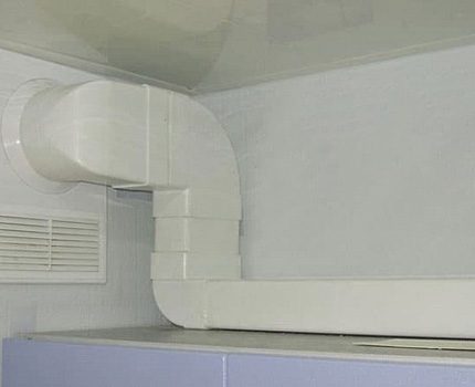 Condotto dell'aria in plastica collegato alla cappa aspirante Condotto di plastica bianco