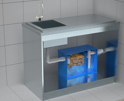 The grease separator for household needs is smaller Grease trap for public buildings