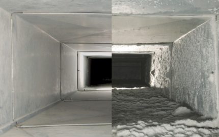 Prljavština i prašina značajno smanjuju promjer kanala Kanal nakon čišćenja