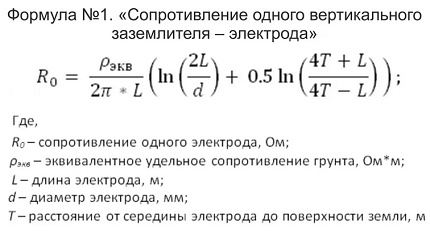 Formula for 1 electrode resistance Formula for 1 electrode resistance