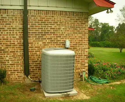 Air-to-water heat pump in the yard Air-to-water heat pump in the yard