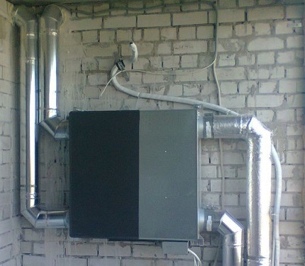 Forced-air and exhaust installation in the arrangement of a private house PVU in the house