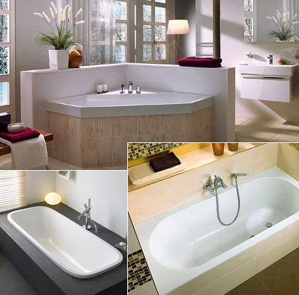 Corner at naka-mount na kvarilny bathtubs Itinayo ang mga bathtubs