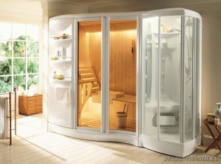 Ang shower cabin na may pagpapaandar sa sauna Ang shower cabin na may pagpapaandar sa sauna