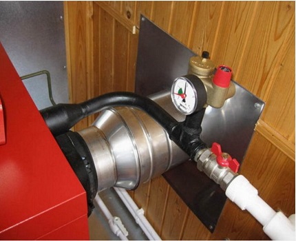 The security group is mounted immediately after the heating boiler. Security group in the heating system