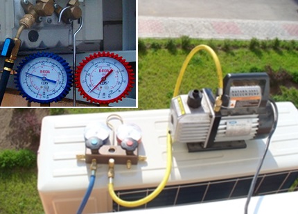 Evacuation of air from the system must be performed by the master with a vacuum pump Evacuation system