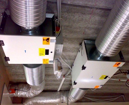 For the arrangement of forced ventilation, a place for equipment is required Block placement