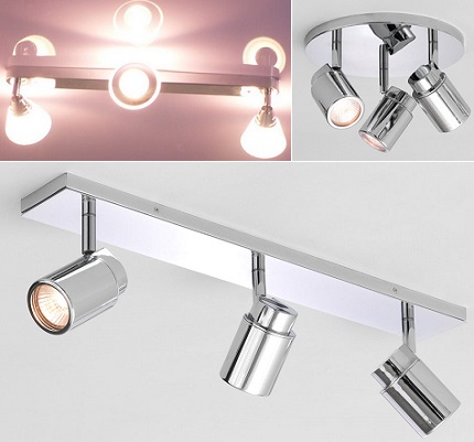 Lamps on the busbar for installation in the bathroom Ceiling spots