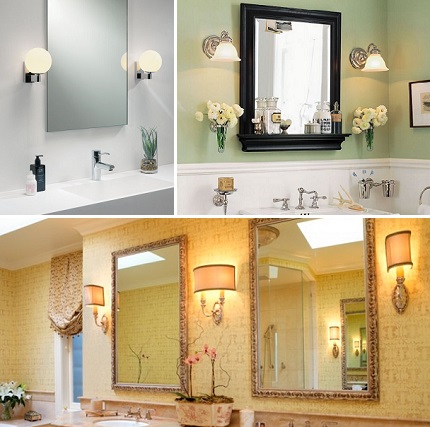 Luminaires for lateral flow of light in the bathroom Wall sconces