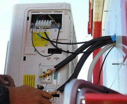 Connecting the power cable to the split system unit A / C connector diagram