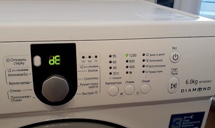 Violations of the operating rules of the Samsung washing machine The washing machine door is not closed