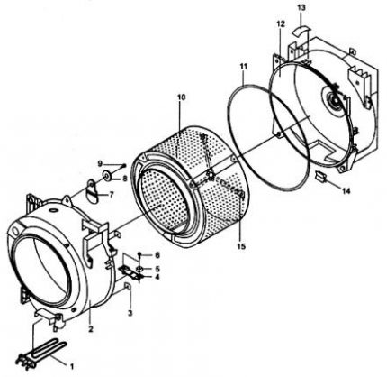 Front washing machine washing tank diagram Scheme of parts washing machine
