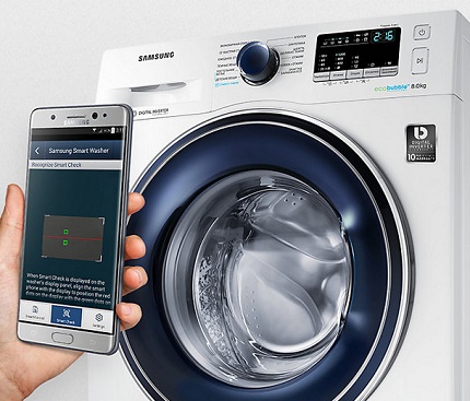 Managing the functions and operation of the washer on a smartphone Smartphone-controlled washing machines