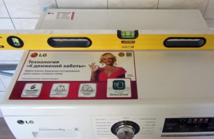 Level for checking the horizontal position of the washing machine Level to check