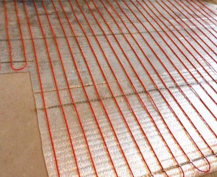 Plancher électrique sur un substrat réfléchissant la chaleur Isolation thermique du plancher électrique