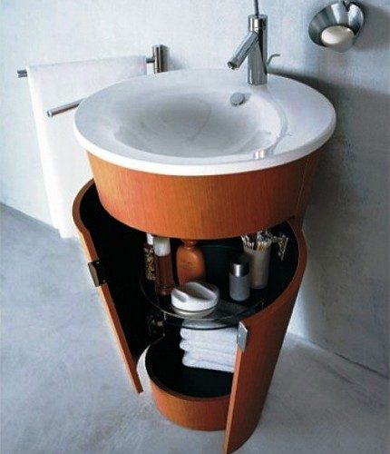 Maliit na bilog na washbasin cabinet para sa maliit na banyo Mga kabinet ng bilog na bilog