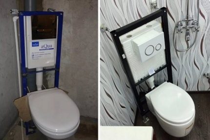 Hidden drain tank hides behind decorative wall decoration Corner installation