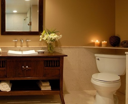 The angular model allows you to free up more space for other plumbing Porcelain toilet