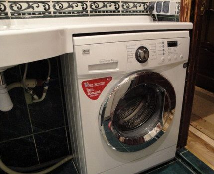 Narrow washing machine in the interior Narrow washing machine in the interior