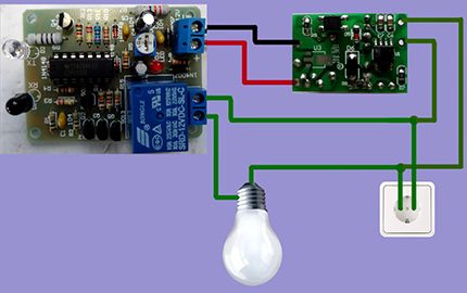 Connection diagram of a non-contact device to the lamp The connection diagram of the sensor to the chandelier