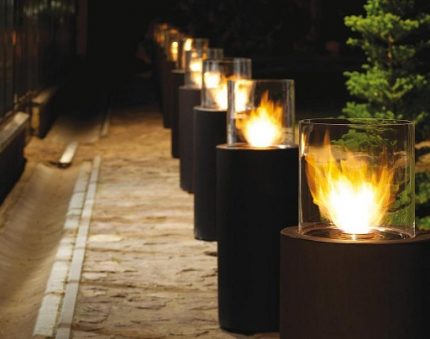 Decorative function of fireplaces Bioethanol for street lighting