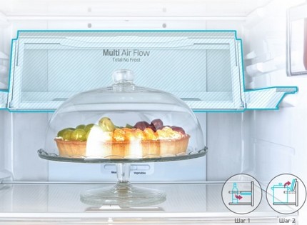LG Kühlschrank verbraucht 5 kW mehr Energie pro Monat mehr als Liebhers Konkurrent Faltbares Regal im LG-Gerät