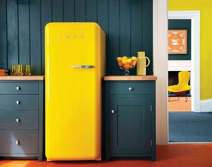 Kühlschrank der FAB-Serie im Kücheninnenraum Kühlschrank der FAB-Serie im Kücheninnenraum
