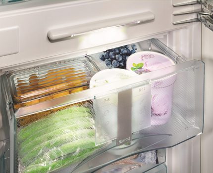 Spezielle Kühlfächer ermöglichen es Ihnen, Lebensmittel lange frisch zu halten FrostSafe Schubladen im Liebher Kühlschrank