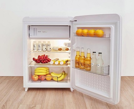 Bei der Auswahl eines Mini-Geräts sollten Sie auf die Geräumigkeit achten Boden Mini-Kühlschrank