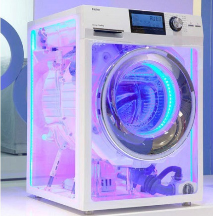 Washer with transparent body and LED backlight Effective design solution