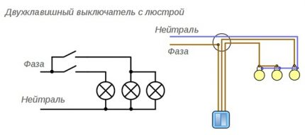Forbindelsesdiagram til LED-lysafbryder Tilslutning af en to-bands switch