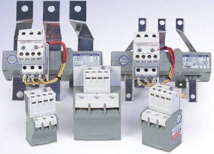 Different models of thermal relays Thermal protection devices