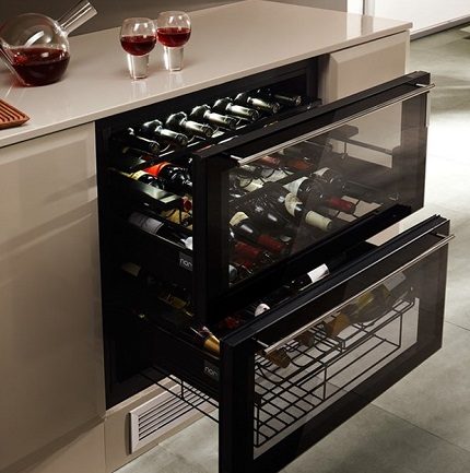 Refroidisseur à vin intégré à l'intérieur Refroidisseur à vin intégré
