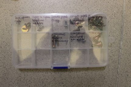 Devices for convenient replacement of shock absorbers of the washing machine Homemade organizer for fasteners