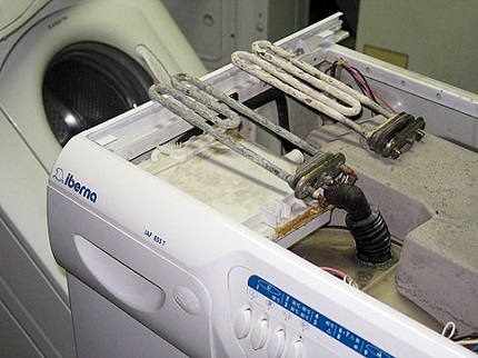 Échelle sur les éléments chauffants de la machine à laver Suppression des RTE