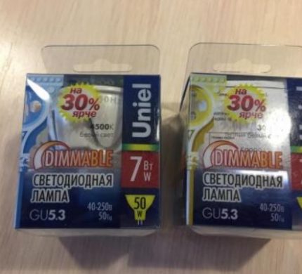 Labeling on the packaging of LED bulbs Dimmable lamps