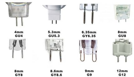 Mga socket ng lampara at mga pin
