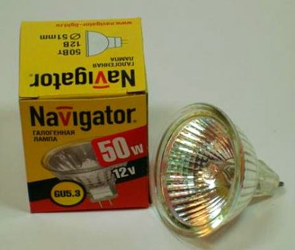 Halogen bombilya na may logo ng Navigator Lamp Navigator