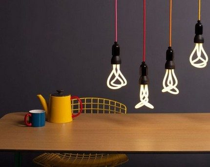 Original CFL tube shapes Compact light bulbs in the interior