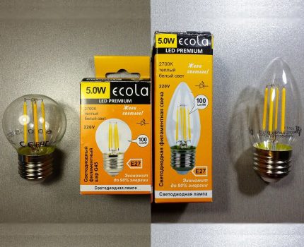 Mga lampara ng filament ng Ecola Mga lampara ng filament ng Ecola