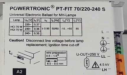 Bumili dapat kumpleto ang MGL na may mga ballast Ang pagmamarka ng control gear