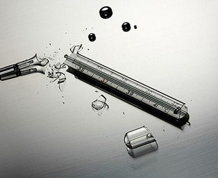 D'une ampoule fluorescente plus de mal Thermomètre cassé