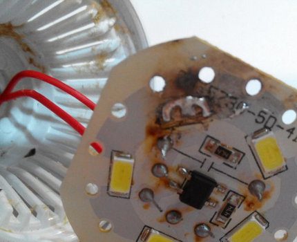 Burnt LED elements on the board Burnt LED elements on the board