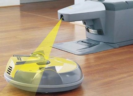 Pangkalan sentiasa menghantar isyarat ke peranti Pangkalan pengecasan untuk pembersih vakum robot