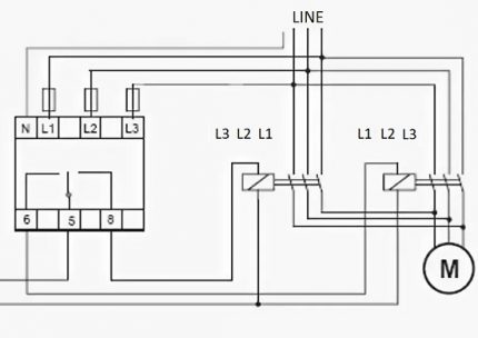 Khi kết nối một thiết bị, một mạch là hữu ích Sơ đồ kết nối rơle điều khiển pha