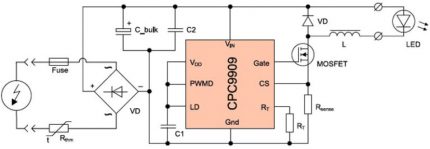 Multifunkční elektrický obvod LED lampy Multifunkční elektrický obvod LED lampy