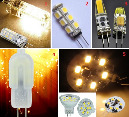 LED Miniature Product Options G4 lamp shapes