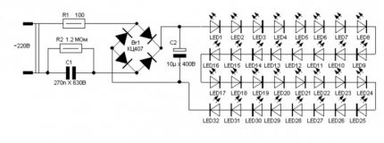 Nejjednodušší elektrický obvod LED lampy Nejjednodušší elektrický obvod LED lampy