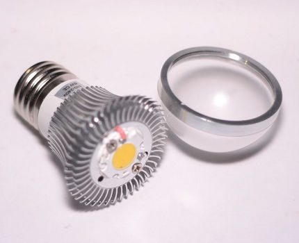 Diode devices have a long service life. Disassembled LED lamp